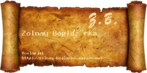 Zolnay Boglárka névjegykártya